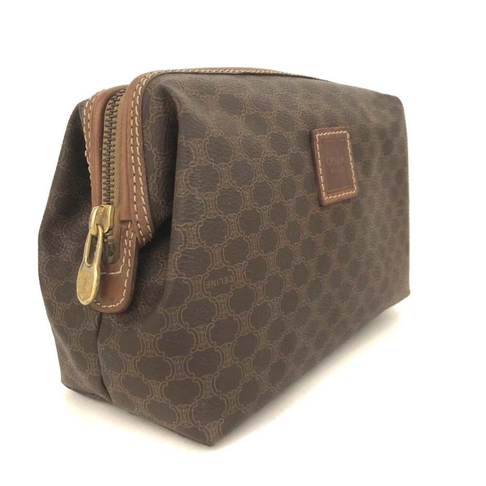CELINE Macadam PVC Cosmetic Pouch Bag Brown/7BH0106 - Picture 2 of 8
